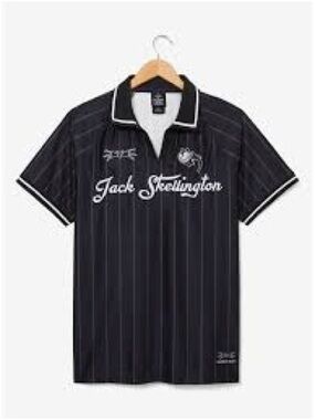 Jack Skellington Black Pinstripe Polo - Short Sleeve Casual Shirt
